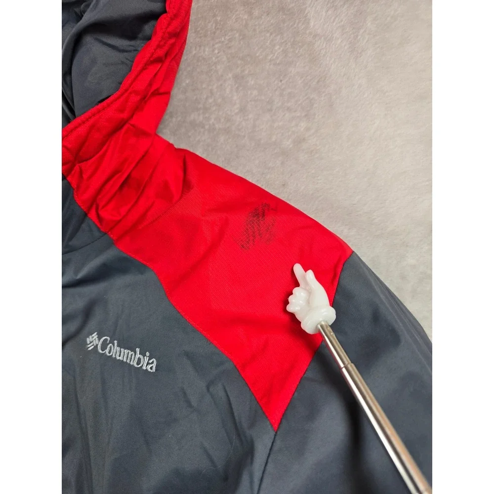 Columbia Jacket Kids XL 18/20 Gray Red Nylon Thick Insulation Hooded Puffer